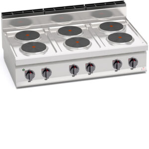 CUCINA ELETTRICA 6 PIASTRE TONDE DA BANCO SERIE 70 - Dim. 120x71,4x29h - 15,6 Kw totali