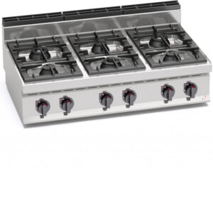 CUCINA A GAS 6 FUOCHI DA BANCO SERIE 70 - Dim. 120x71,4x29h - 31.5 Kw totali