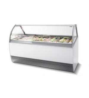 ISA MILLENNIUM LX 170 vetrina orizzontale 18 gusti gelato - Ventilata - Temp. -20 / +2 °C Dim. Cm 166x108x135,6h - Vetri Curvi -