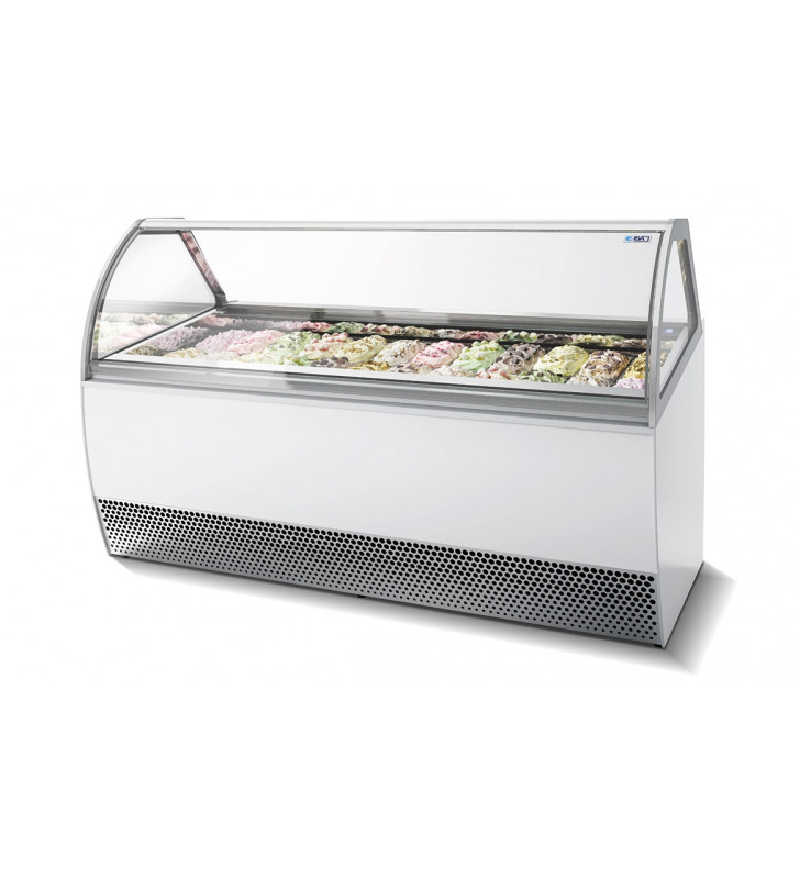 ISA MILLENNIUM LX 170 vetrina orizzontale 18 gusti gelato - Ventilata - Temp. -20 / +2 °C Dim. Cm 166x108x135,6h - Vetri Curvi -