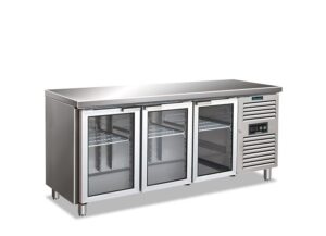 TAVOLO FRIGO REFRIGERATO POSITIVO 3 PORTE IN VETRO - CXF 3100 TNG - Temp.  -2°C/+8°C - Dim. Cm 179,5x70x86h