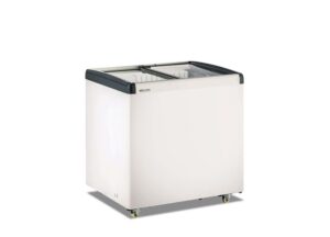 FRIGO E CONGELATORE A POZZETTO STATICO CON PORTA IN VETRO PIATTO SCORREVOLE - FRC 250 PFF - Temp. +10°C/-18°C - Dim. cm. L83,4xP65,3xh90