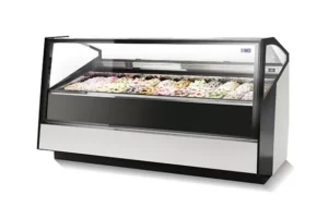 ISA STRATOS PLUS 120 H125 – VETRINA GELATERIA ORIZZONTALE 12 GUSTI GELATO – Ventilata – Temp. -20 / +2 °C Dim. Cm 120x120x125h