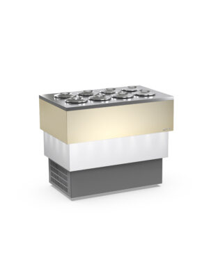 BANCO A POZZETTO – ESPOSITORE GELATO Mod. CARRARA CREAM 8 + 8 CARAPINE DA 7,5 L – Temp. -5°C/-20°C Dim. 118×72,4x97,6h