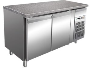 Tavolo Refrigerato Ventilato Pasticceria 2 porte Piano in granito – Mod. G-PA1500TNGR7 – Temp. +2C°/+8C° – Dim. cm 150,5x80x87h