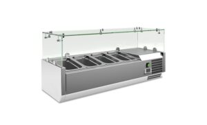 VETRINA INGREDIENTI REFRIGERATA 4 vaschette GN 1/4 – MOD. VRX 1000 330 FG  – Temperatura +2°C/+8°C – Dim. cm. L100xP33,5xh43,5