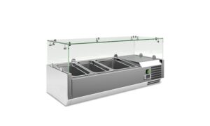 VETRINA INGREDIENTI REFRIGERATA 3 vaschette  – MOD. VRX 1000 380 FG – Temperatura +2°C/+8°C – Dim. cm. L95,5xP33,5xh43,5
