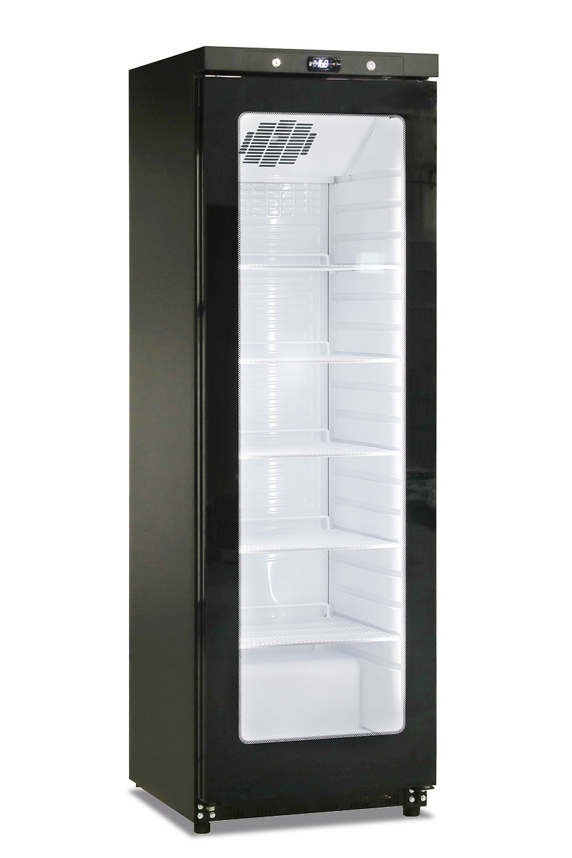 Armadio frigo positivo statico – Klimaitalia GN 400 G TN BLK – 1 porta in vetro – 400 L – +2/+10 °C – 60 × 62,5 × 186 cm