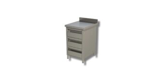 CASSETTIERA IN ACCIAIO INOX 430 CON ALZATINA - 3 CASSETTI