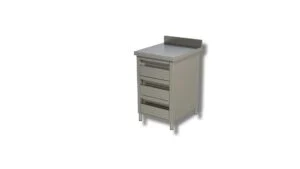 Cassettiera inox Ristopro DSCTA a 3 cassetti con alzatina | profondità 60 e 70 cm
