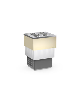 BANCO A POZZETTO – ESPOSITORE GELATO Mod. CARRARA CREAM 4 + 4 CARAPINE DA 7,5 L – Temp. -5°C/-20°C Dim. 72×66,1x97,6h