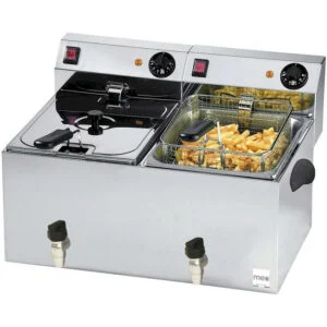 Friggitrice Elettrica da Banco Mec - Mod. FT99V - Capacità Olio 9+9 lt - Con Rubinetto di Scarico