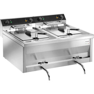 Friggitrice Elettrica da Banco Mec - Mod. FT12+12VB - Capacità Olio 12+12 lt - Con Rubinetto di Scarico - Trifase