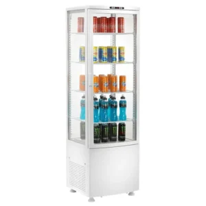 Vetrina Frigo Bibite Positivo Ventilato 4 Lati Vetro - AK236EB - TN 235 LITRI - Temp. 0 °C/+12 °C - Dim. cm L51,5xP48,5xh170