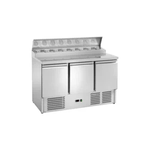 Saladette 3 ante con Portacondimenti 8 x GN1/6 - AK340S - Temp. +2°C/+8°C   Dim. cm L136,5xP70xh97