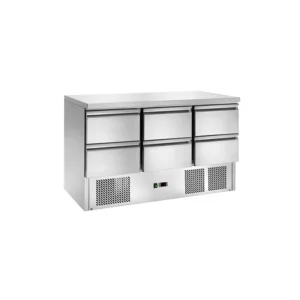 Saladette 6 cassetti - AK943-6D - Temp. +2°C/+8°C  Dim. cm L136,5xP70xh85