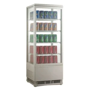 Vetrina Frigo Bibite Positivo Ventilato 4 Lati Vetro - AK98EB - TN 98 LITRI - Temp. 0 °C/+12 °C - Dim. cm L42,8xP38,6xh111