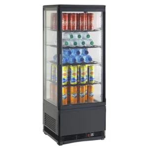 Vetrina Frigo Bibite Positivo Ventilato 4 Lati Vetro - AK98EBN - TN 98 LITRI - Temp. 0 °C/+12 °C - Dim. cm L42,8xP38,6xh111