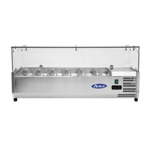 VETRINA INGREDIENTI REFRIGERATA 6 VASCHETTE  GN1/4 - Statica - Temp. +2°C/+8°C  Dim. Cm 141,5x33,5x46,5h