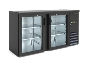 FRIGO RETROBANCO POSITIVO VENTILATA 2 PORTE VETRO - BB 200 GD - Temp. 0°C/+10°C - Dim. cm. L146,2xP53,5xh86