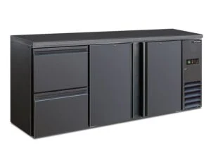 FRIGO RETROBANCO REFRIGERATO POSITIVO VENTILATO 2 PORTE E 2 CASSETTI - BB 322 SD - Temp. 0°C/+10°C - Dim. cm. L200,2xP51,3xh86