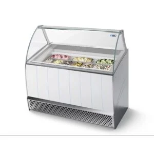 ISA BERMUDA 10 LX – vetrina gelateria ventilata 10 vaschette 5LT – Temp. -16°C/-14°C – Dim. Cm. 134×80x134h