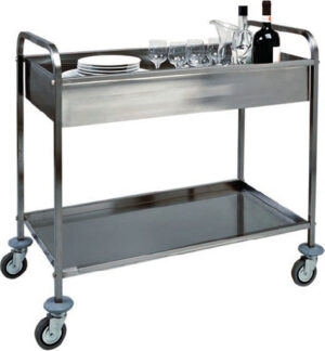 Carrello di servizio in acciaio inox per sbarazzo - Dim. piano di lavoro cm 90x50