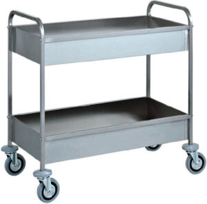 Carrello di servizio in acciaio inox per sbarazzo - Dim. piano di lavoro cm 90x50
