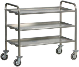 Carrello di servizio inox per trasporto pesante - 3 ripiani - Dim. piano di lavoro 100x60