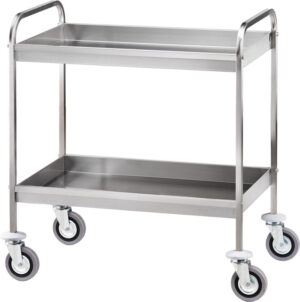 Carrello di servizio in acciaio inox per sbarazzo - Dim. piano di lavoro cm 90x50