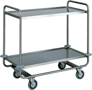 Carrello di servizio inox per trasporto pesante - 2 ripiani - Dim. piano del lavoro cm 100x50