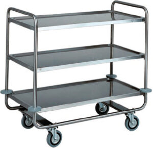 Carrello di servizio inox per trasporto pesante - 3 ripiani - Dim. piano di lavoro cm 100x50