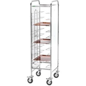 CARRELLO INOX PORTAVASSOI FILO  CA1455P  PANNELLO BIANCO  10 VASSOI