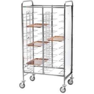 CARRELLO INOX PORTAVASSOI FILO  CA1465P  PANNELLO BIANCO  20 VASSOI