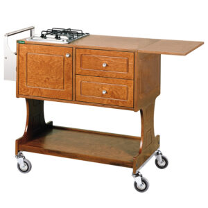 Carrello Flambè - 1 piastra - 2 fuochi - vano porta bombola da 2 kg - 2 ruote con freno ø 100 mm