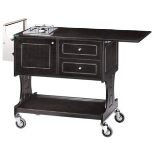 Carrello Flambè - 1 piastra - 1 fuoco - vano porta bombola da 2 kg - 2 ruote con freno ø 100 mm