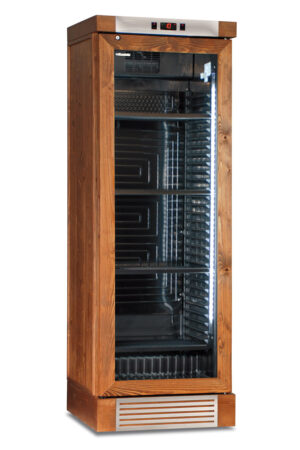 CANTINETTA - VETRINA FRIGO VINI STATICA 126 BOTTIGLIE RIVESTITA IN FRASSINO TINTO NOCE -TN 382 LITRI - Temperatura doppia - Dim. cm. L65,5xP635xh188