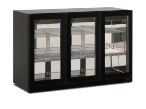 Frigo vetrina pensile ventilato 3 ante COLD WALL 300 BLK – -2°C/+10°C – L135×P56,5×H85,2 cm