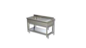 LAVATOIO IN ACCIAIO INOX CON 1 VASCA CON GOCCIOLATOIO DX - Prof. cm 60