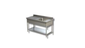 LAVATOIO IN ACCIAIO INOX CON 1 VASCA CON GOCCIOLATOIO SX - Prof. cm 60