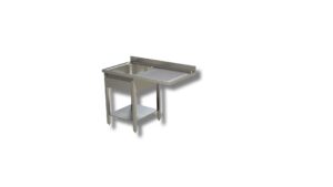 LAVATOIO IN ACCIAIO INOX CON 1 VASCA E VANO LAVASTOVIGLIE DX - Prof. cm 60