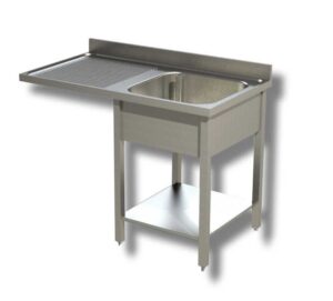 LAVATOIO IN ACCIAIO INOX CON 1 VASCA E VANO LAVASTOVIGLIE SX - Prof. cm 60
