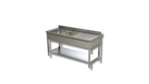 Lavatoio inox Ristopro DSLG2VGDX7 con 2 vasche e gocciolatoio a destra | profondità 70 cm