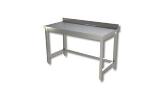 TAVOLO IN ACCIAIO INOX SENZA RIPIANO CON ALZATINA - Prof. cm 60
