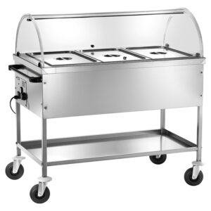 Carrello termico a bagnomaria in acciaio inox - Temp. +30°C/+90°C - Dim. cm 117x67x114h