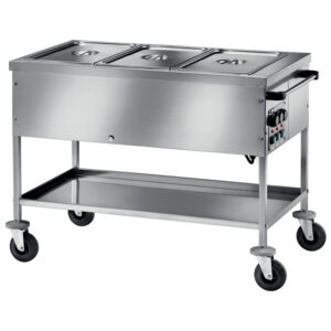 Carrello termico a bagnomaria in acciaio inox - Temp. +30°C/+90°C - Dim. cm 117x67x85h