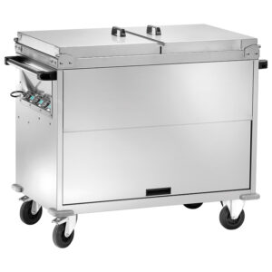 Carrello termico a bagnomaria armadiato in acciaio inox - Temp. +30°C/+90°C - Dim. cm 96x68x102h