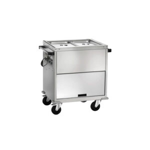 Carrello termico a bagnomaria in acciaio inox - Temp. +30°C/+90°C - Dim. cm 96x68x102h