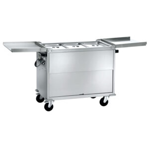 Carrello termico a bagnomaria in acciaio inox - Temp. +30°C/+90°C - Dim. cm 130x68x102h