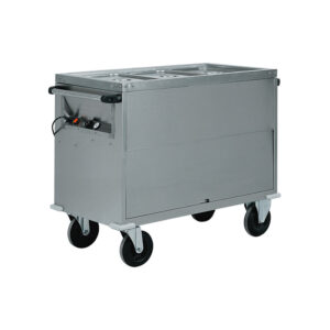 Carrello termico a bagnomaria armadiato in acciaio inox - Temp. +30°C/+90°C - Dim. cm 130x68x102h